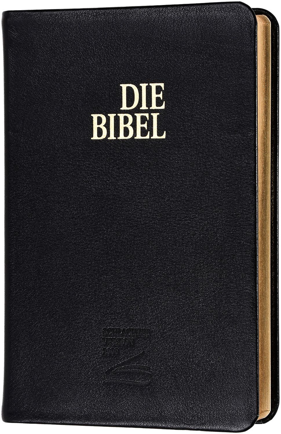 Allemand, Bible Schlachter 2000 d'étude - Fibrocuir, tranche or, noir