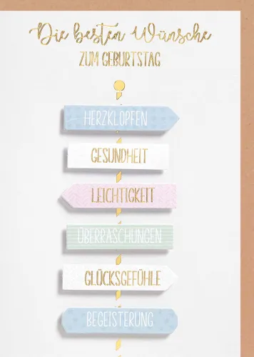 Doppelkarte Die besten Wünsche Wegweiser