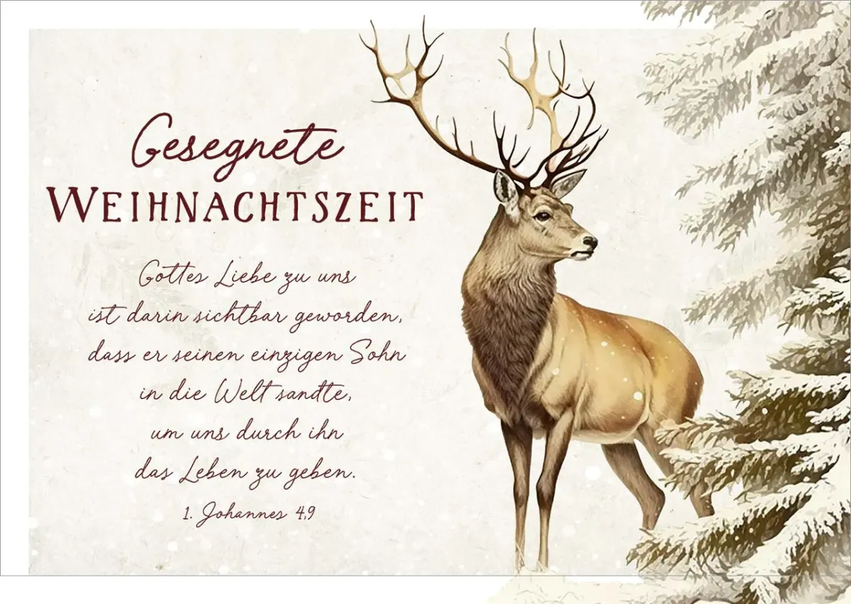 Postkarte Weihnachten Hirsch
