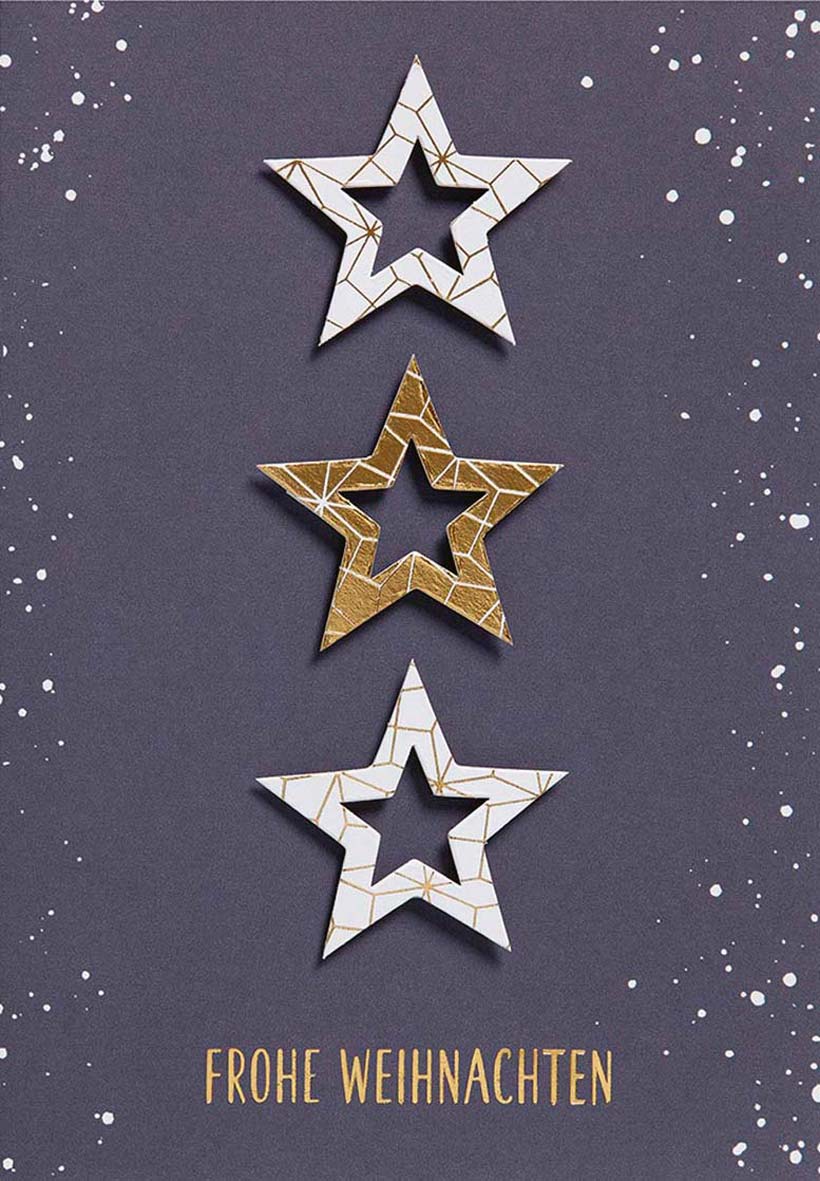 Faltkarte Weihnachten Drei Sterne NC