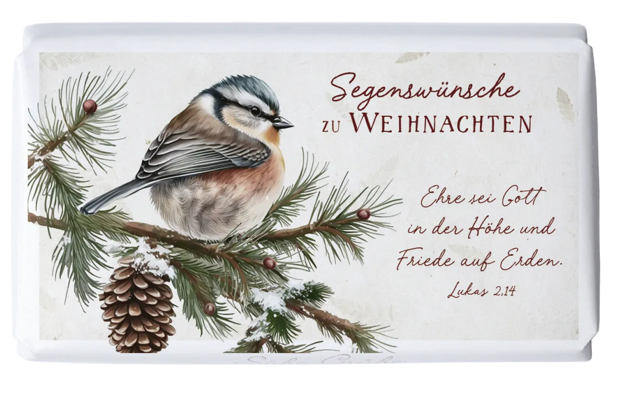 Schokolade Weihnachten Vogel auf Zweig - Lukas 2,14