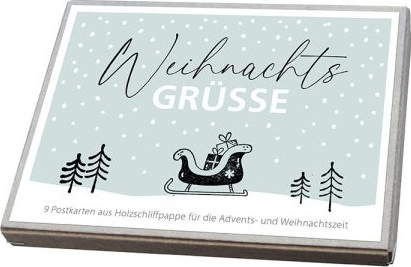 Weihnachtsgrüße (Postkartenbox) - 9 Postkarten aus Holzschliffpappe für die Advents- und...