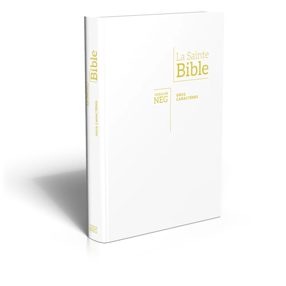 Bible Segond NEG, gros caractères, blanche - Couverture souple en toile, tranche or
