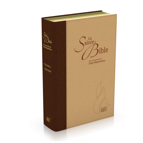 Bible d'étude Segond NEG MacArthur - couverture souple brun/beige, tranche or, onglets