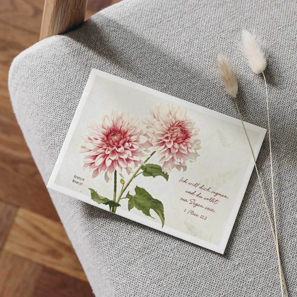 Postkarten Ich will dich segnen - Dahlien