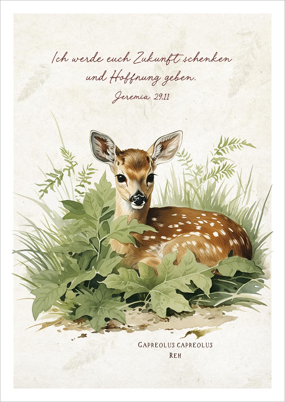 Postkarten Ich werde euch Zukunft schenken und Hoffnung geben - Reh
