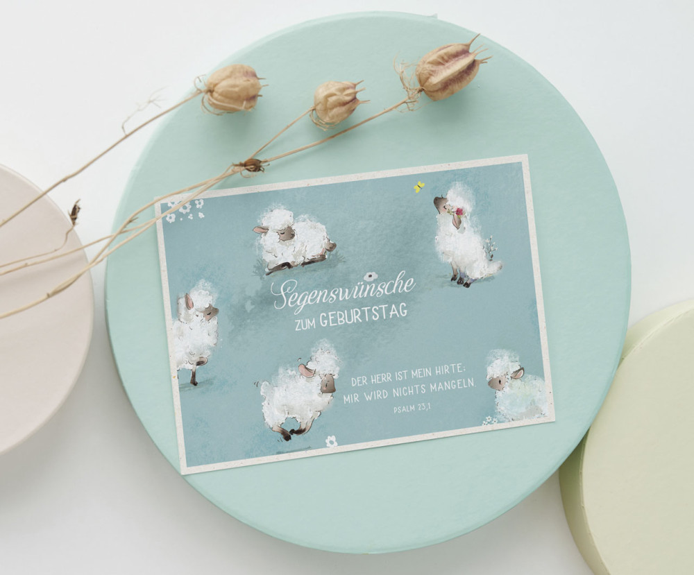 Postkarten Segenswünsche zum Geburtstag - PS 23,1 Schafe