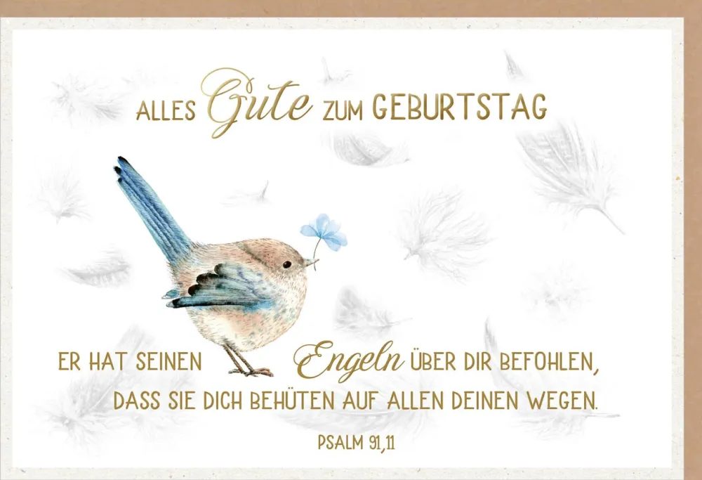 Faltkarte Er hat seinen Engeln befohlen - Vogel, Engel
