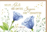 Faltkarte Alles Gute und Gottes Segen Lovely - Blumen blau