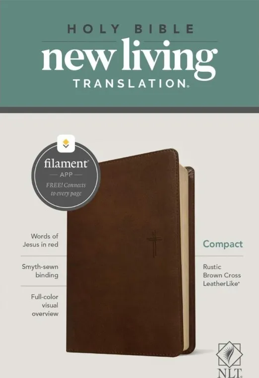 Anglais, Bible, New Living Translation, similicuir brun, paroles de Jésus en rouge - NLT Compact...