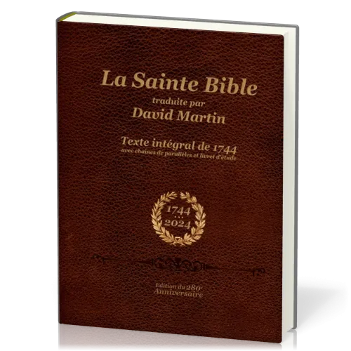 Bible David Martin, éd. 1744, reliée rigide - avec chaînes de parallèles et livret d'étude,...