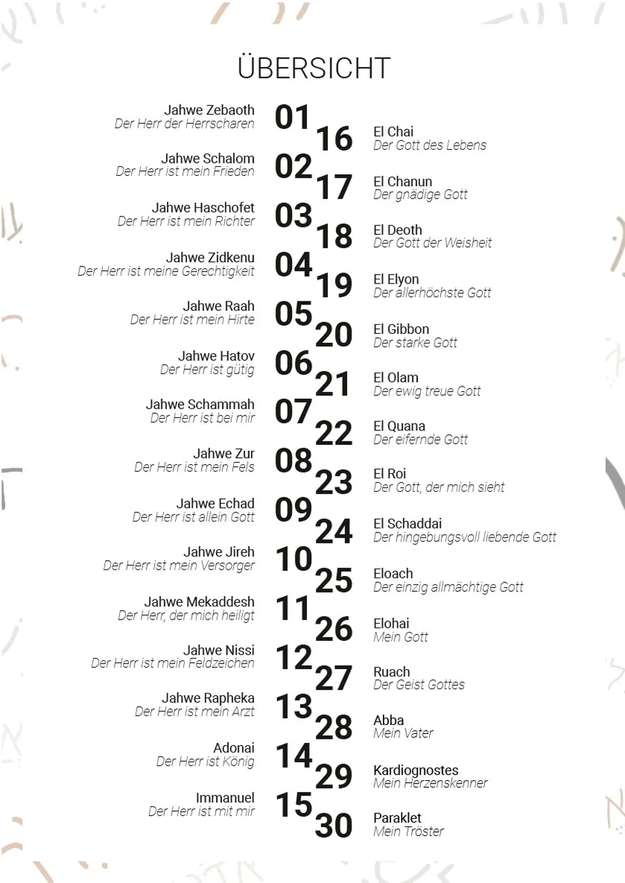 30 starke Namen Gottes für Deine Anbetungszeit 30 starke Namen Gottes für Deine Anbetungszeit