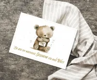 Postkarten Bär mit Geschenk