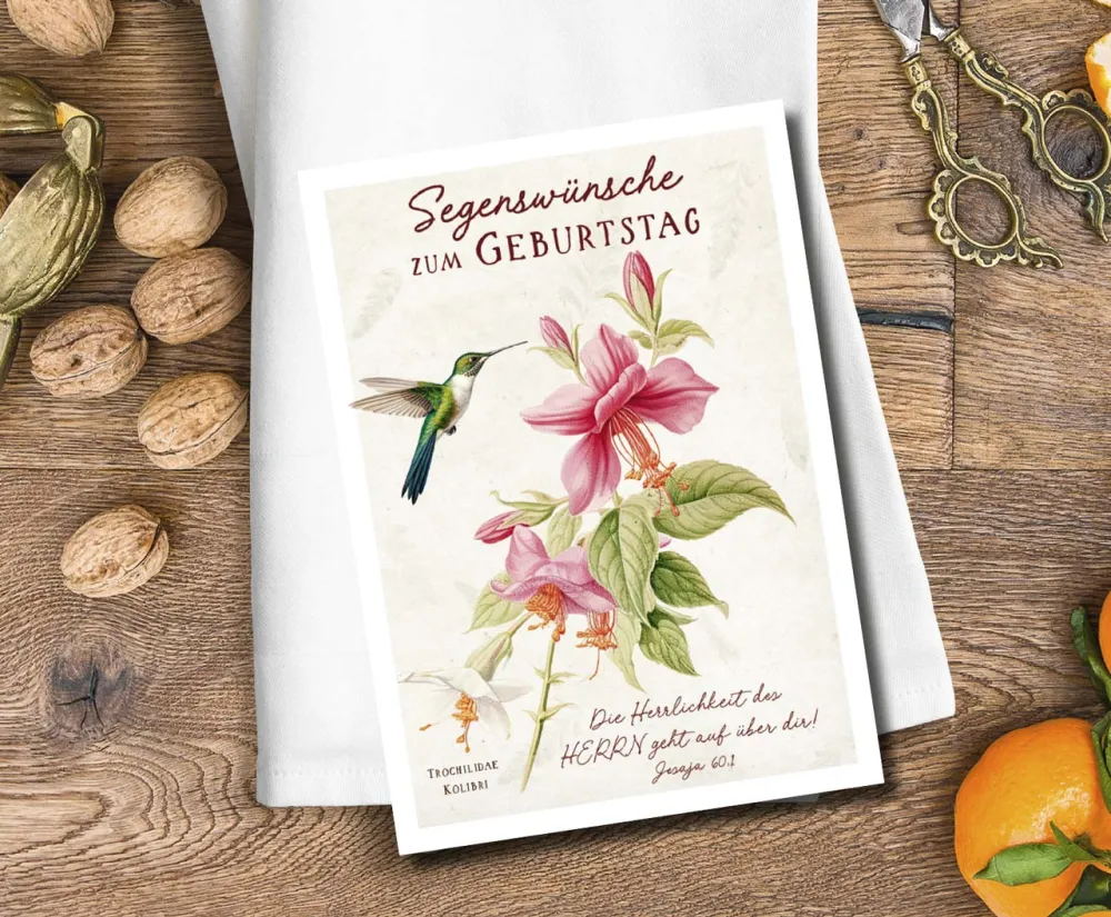 Postkarten farbenfroher Kolibri - Jesaja 60,1