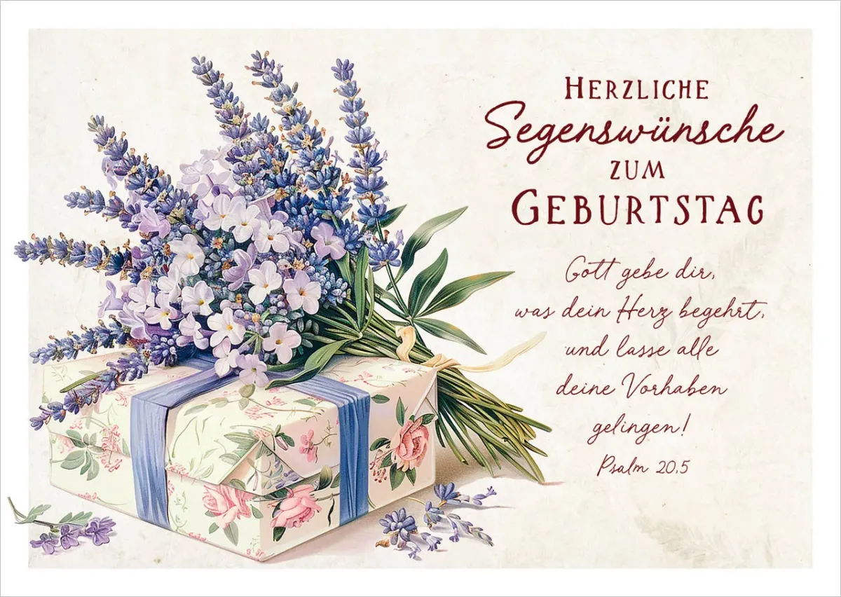 Postkarten Geschenk mit Lavendel - Psalm 20,5