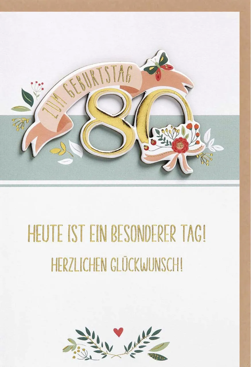 Faltkarte zum 80. Geburtstag Blumen - Psalm 107,1