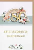 Faltkarte zum 80. Geburtstag Blumen - Psalm 107,1