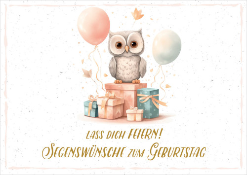 Postkarten Eule zum Geburtstag