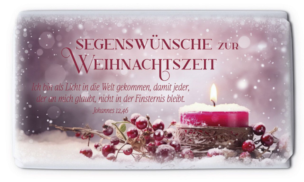 Schokolade Segenswünsche zur Weihnachtszeit - Rote Kerzen - Johannes 12,46