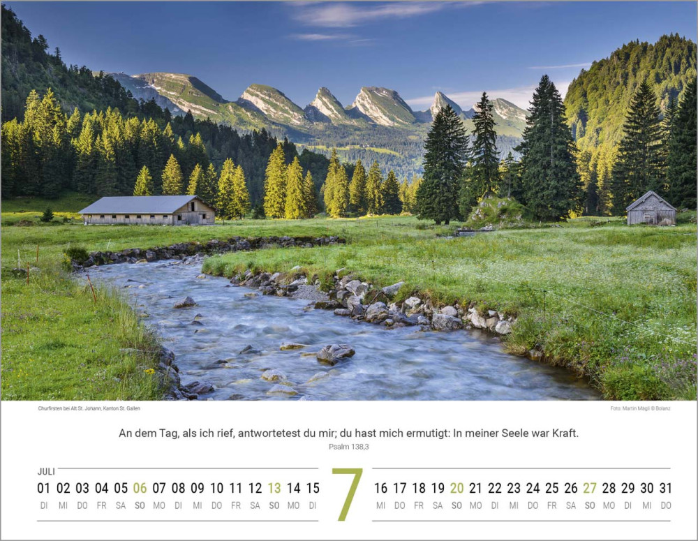 Calendrier Paysages Suisses - Allemand, Calendrier mural