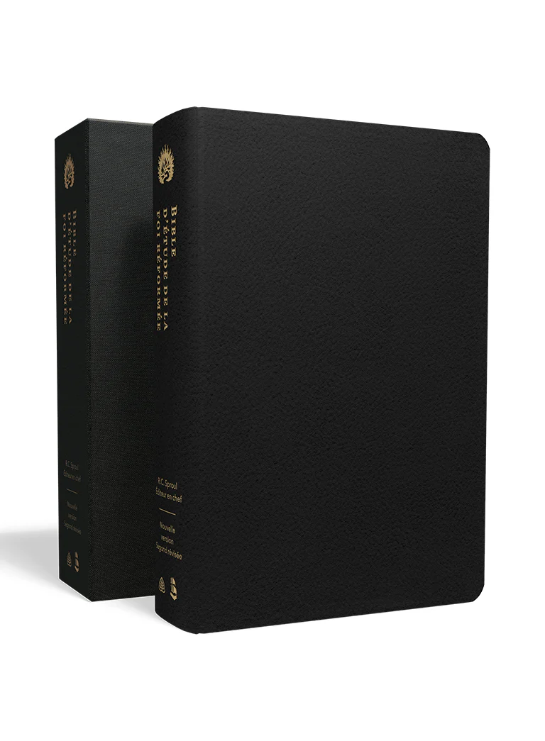 Bible d’étude de la foi réformée - Noir, Cuir véritable, tranches or, trois signets