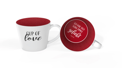 Tasse - Cup of Love - weiss, rot, 350ml
