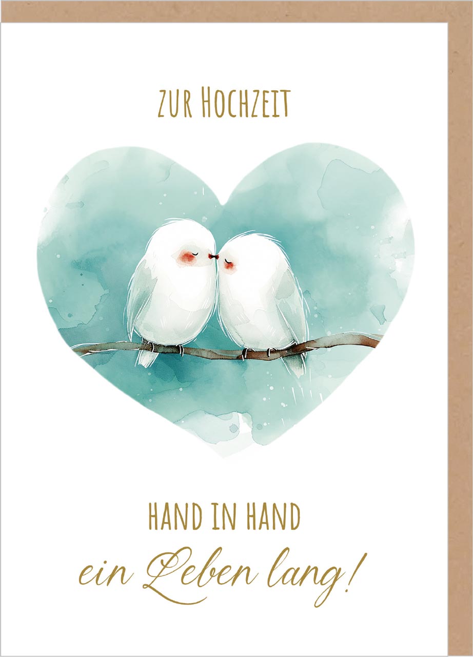 Faltkarte Hochzeit Vögelchen - nach 1. Korinther 13,4-7