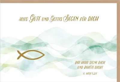 Faltkarte Einsegnung & biblischer Unterricht Segen für Dich Fisch - 4. Mose 6,24