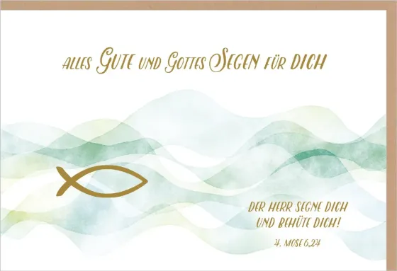 Faltkarte Einsegnung & biblischer Unterricht Segen für Dich Fisch - 4. Mose 6,24