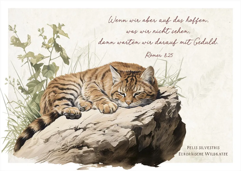 Postkarte Wildkatze - Römer 8,25