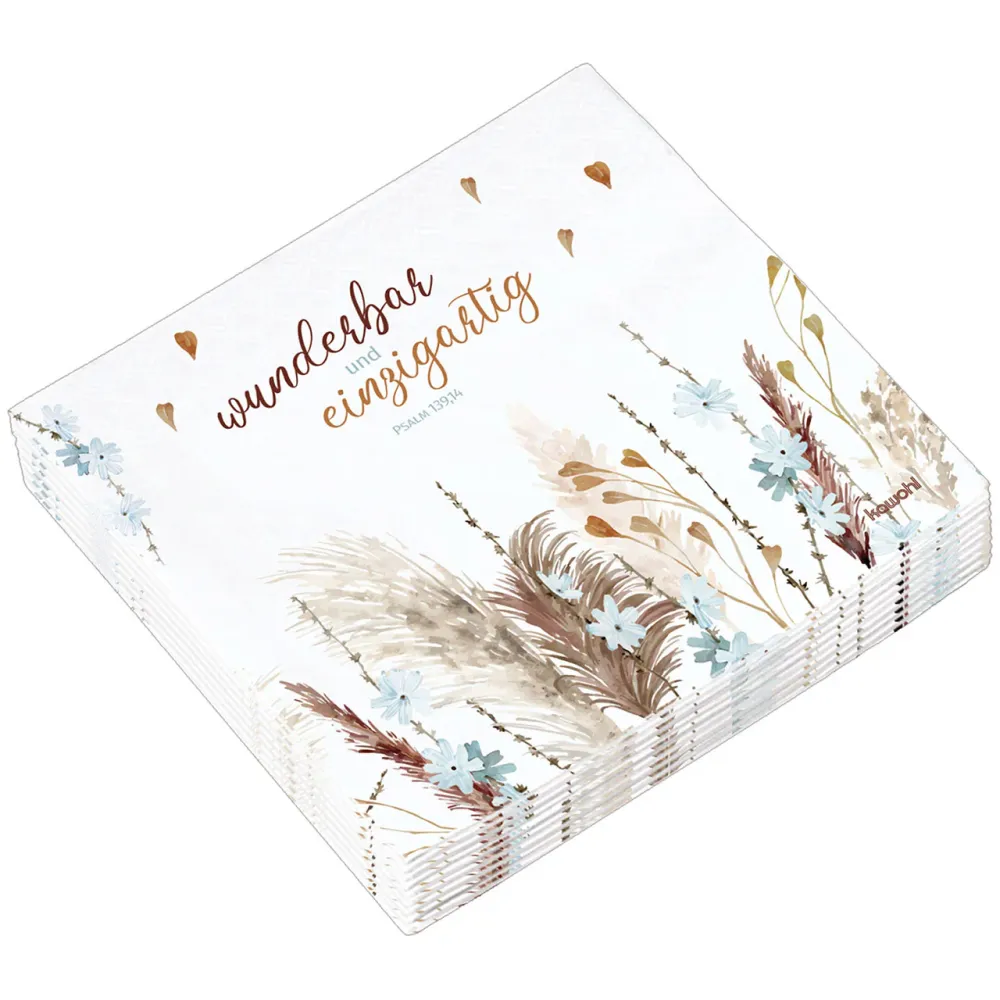 Wunderbar und einzigartig (20 Servietten - Psalm 139,14 - 33 x 33 cm