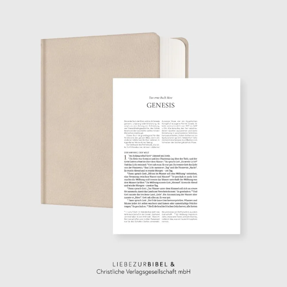 NeÜ bibel.heute Liebezurbibel - Flexibler Kunstledereinband - beige/hell mit Schreibrand