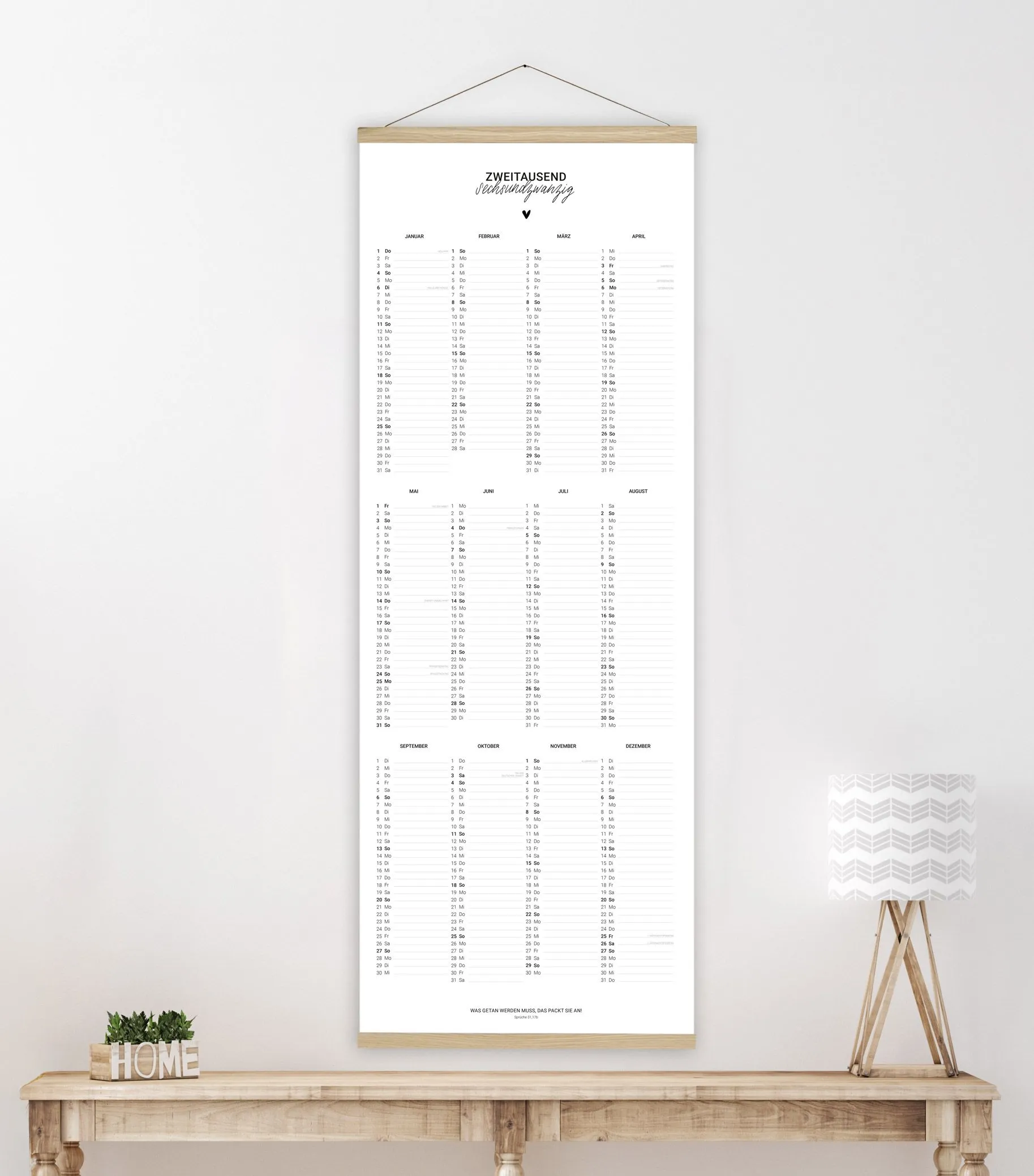 Kalender Zweitausendsechsundzwanzig Poster - Posterkalender