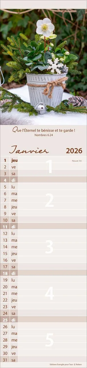 Pour nous (Fleurs) - Calendrier cartes postales, vertical