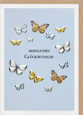 Faltkarte Herzlichen Glückwünsch - Schmetterlinge - Psalm 34,2