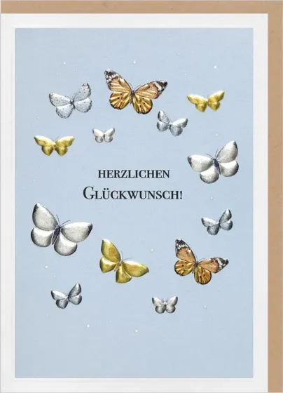 Faltkarte Herzlichen Glückwünsch - Schmetterlinge - Psalm 34,2