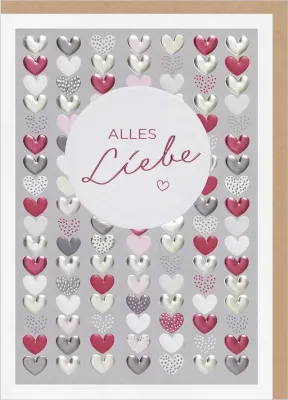 Faltkarte Alles Liebe - Herzen - Jesaja 43,2