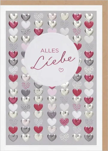 Faltkarte Alles Liebe - Herzen - Jesaja 43,2