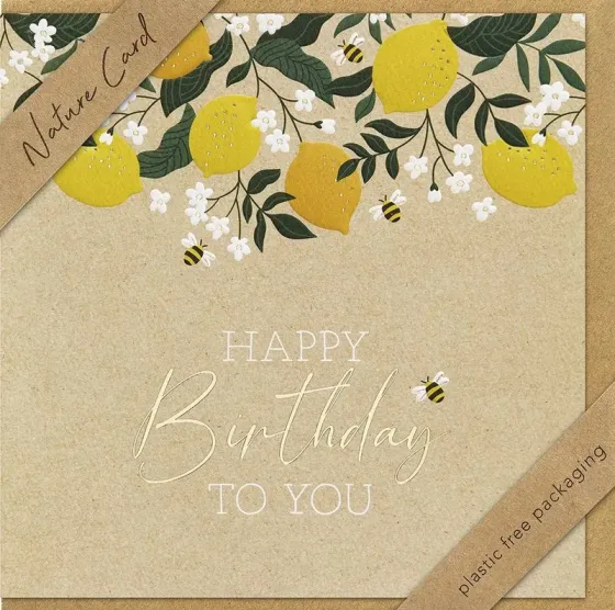 Faltkarte Happy Birthday to you - Zitronen - Jesaja 54,10