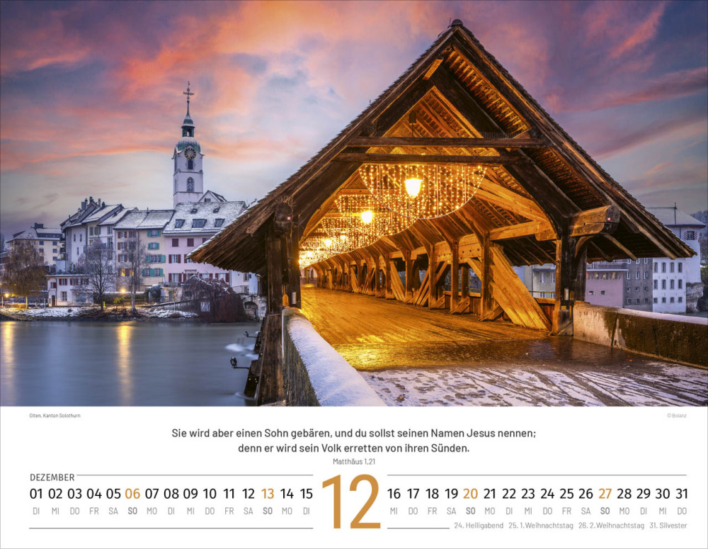 Calendrier Paysages Suisses - Allemand, Calendrier mural