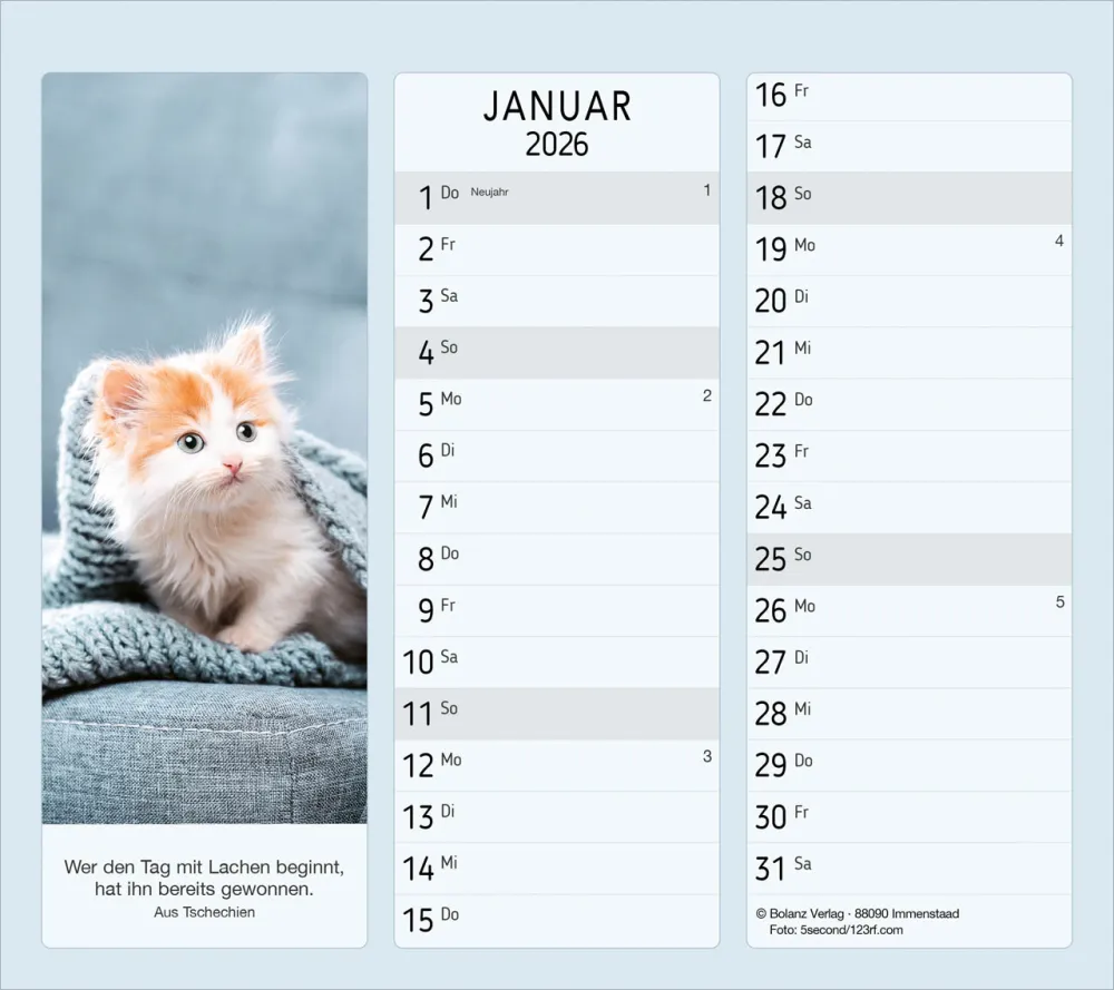 Vormerk-Kalender mit Sinnsprüche