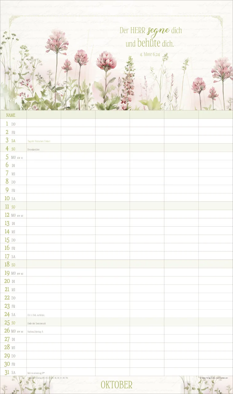 Poesie Familienplaner - Wandkalender