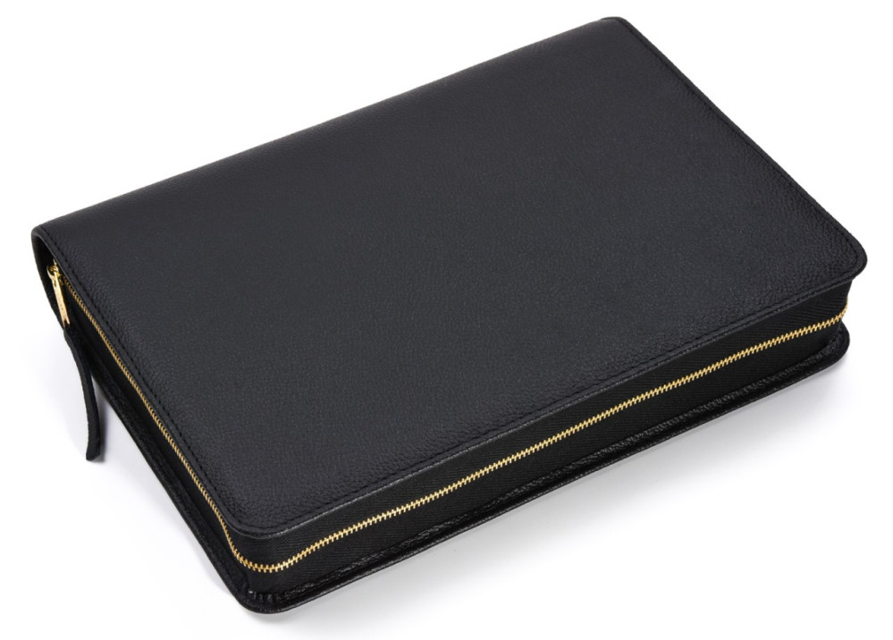 Étui pour Bible pour les éditions standard Schlachter 2000 - Cuir de vachette, grain fin, noir