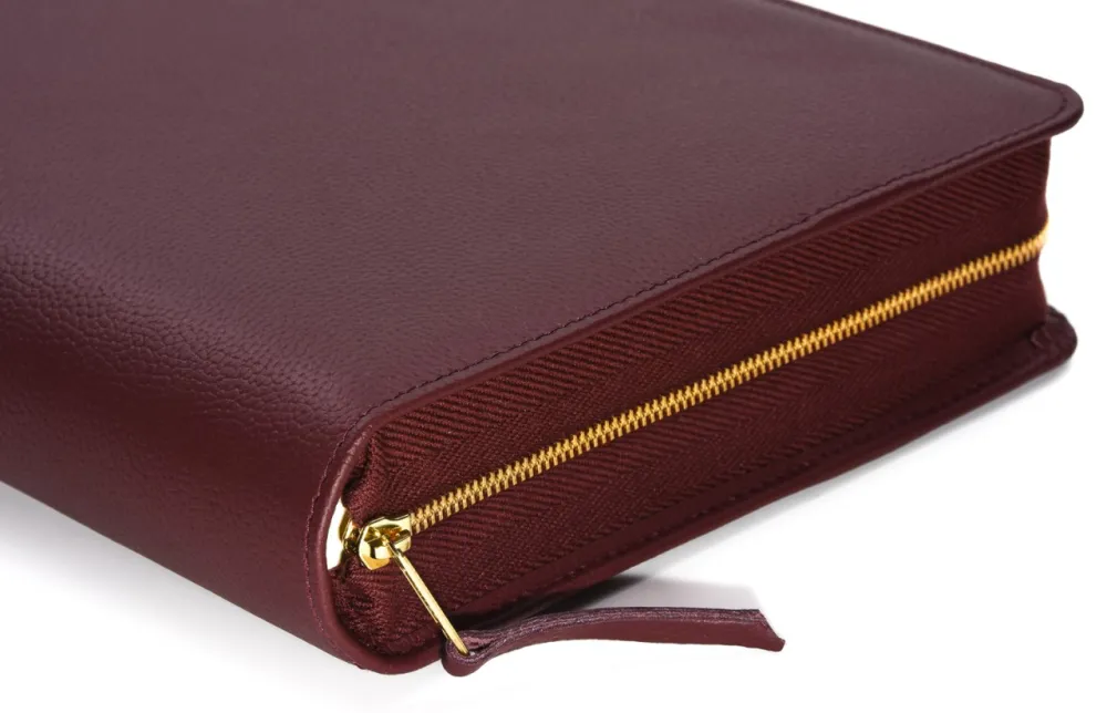 Étui pour Bible Schlachter 2000, édition en gros caractères - Cuir de vachette, grain fin,...