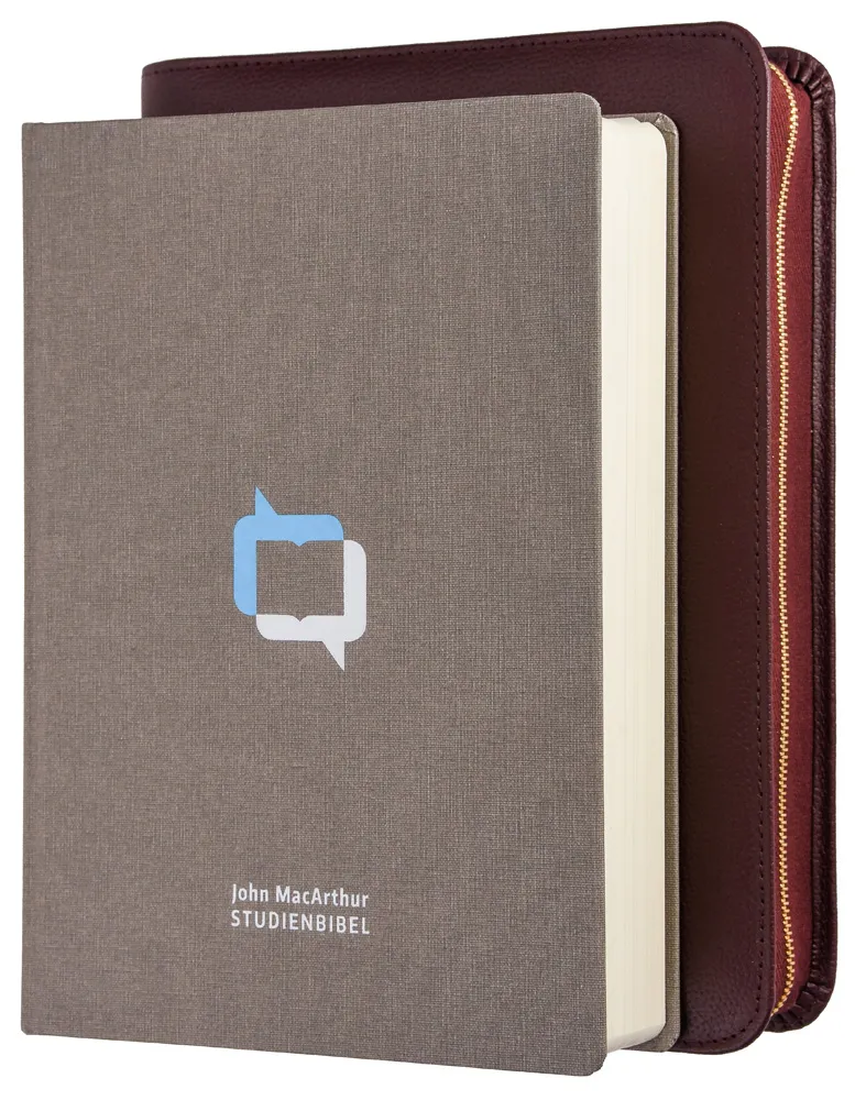 Bible d'étude MacArthur avec étui en cuir véritable - Étui en cuir véritable légèrement grainé...