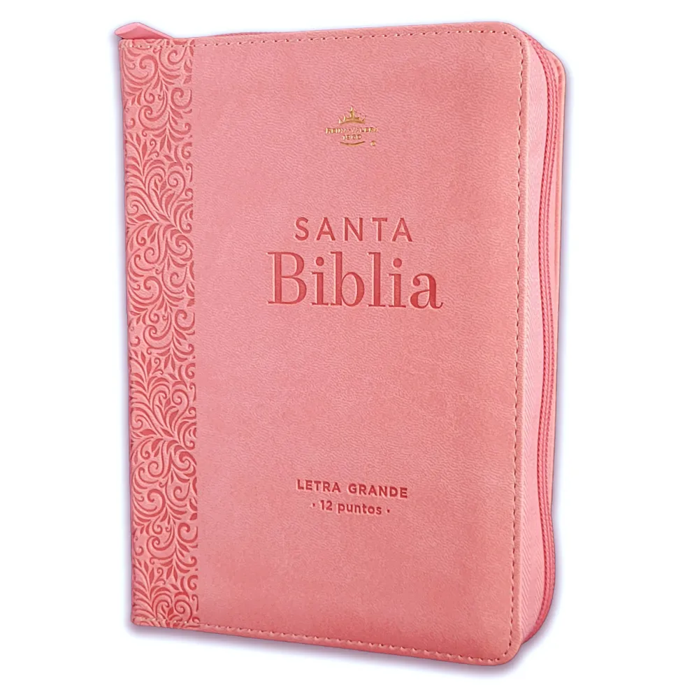 Espagnol, Bible, Reina Valera 1960, grands caractères, compacte, similicuir rose, avec fermeture...
