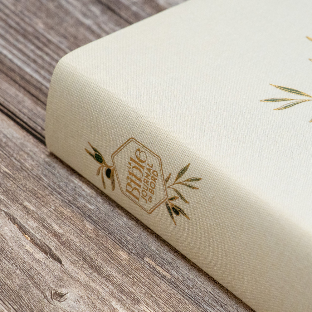 Bible Segond 21 Journal de bord -  couverture souple, toile blanche avec motifs dorés