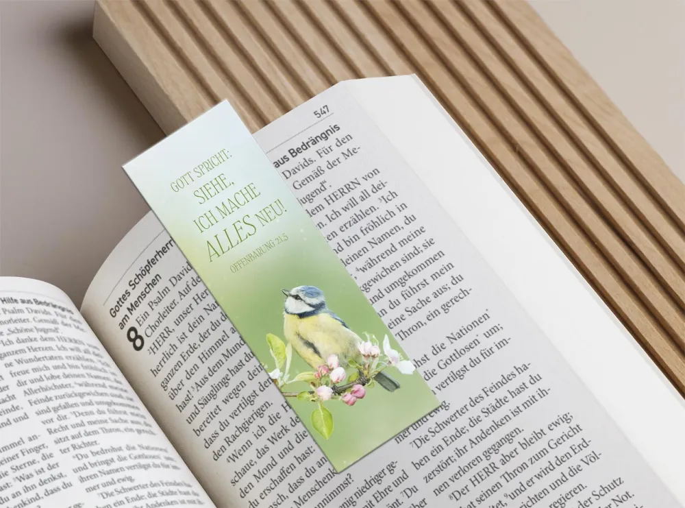 Lesezeichen Jahreslosung 2026 Vogel - Offenbarung 21:5