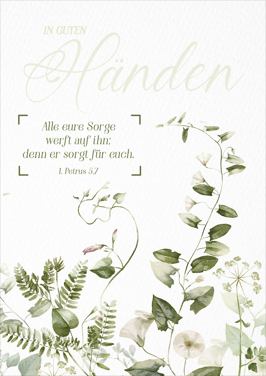 Postkarte In guten Händen - 1. Petrus 5,7
