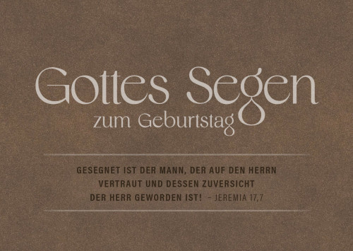 Postkarte Gottes Segen zum Geburtstag - Jeremia 17,7